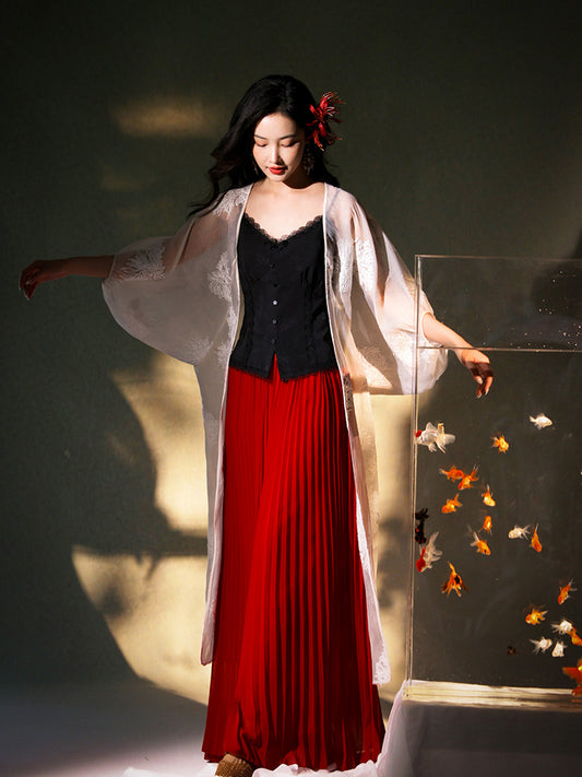 beige | Semi-Sheer Embroidered Sun Cover-Up (疏清)