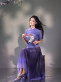 violets|Short Sleeve Qipao Top(罗芙)
