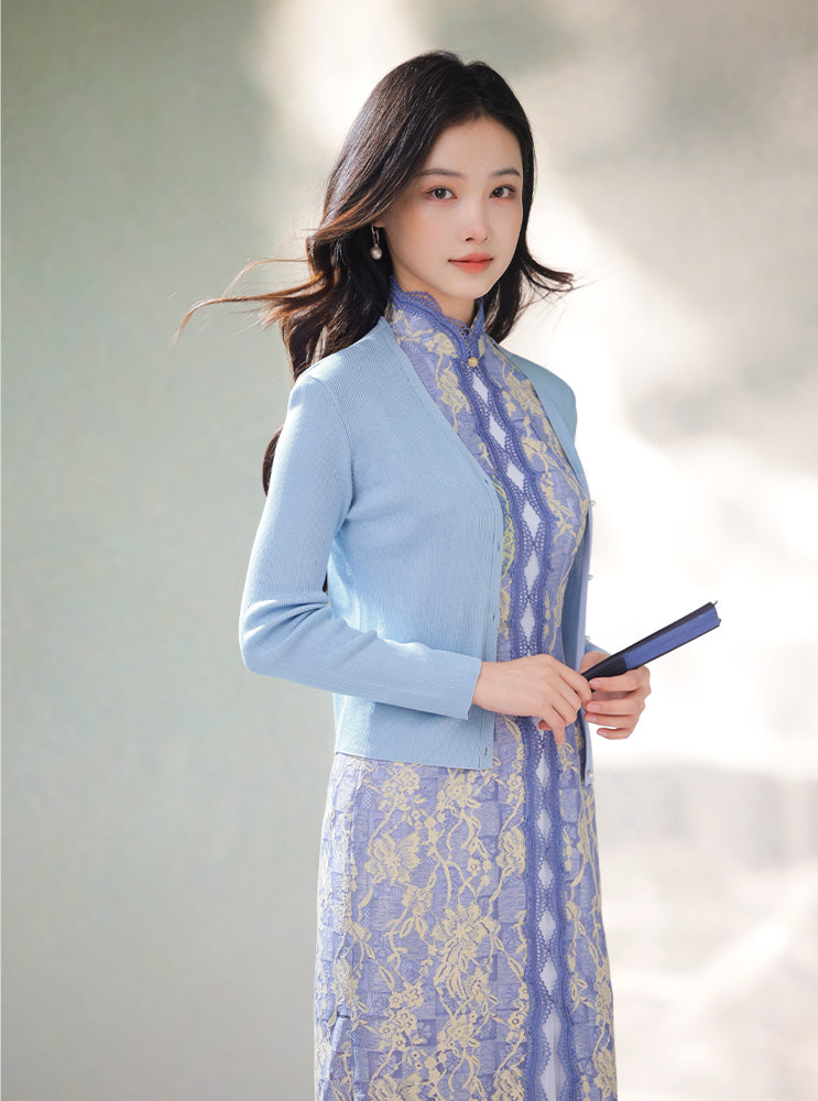 Natural Silk Acetate|long-sleeved Cardigan(镜霖)