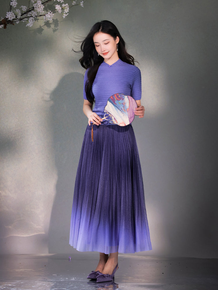violets|Short Sleeve Qipao Top(罗芙)