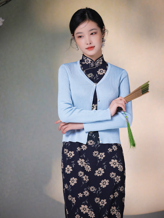 Natural Silk Acetate|long-sleeved Cardigan(镜霖)