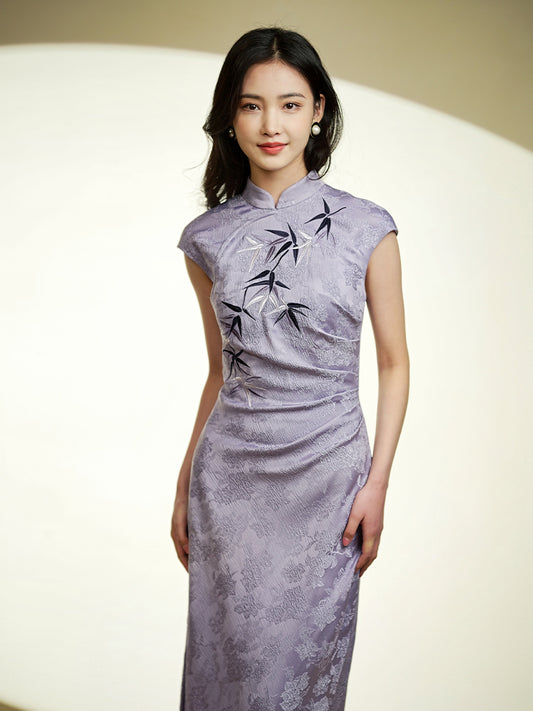 Taro Purple|Modern one-Pieces Qipao Dress(钰竹)