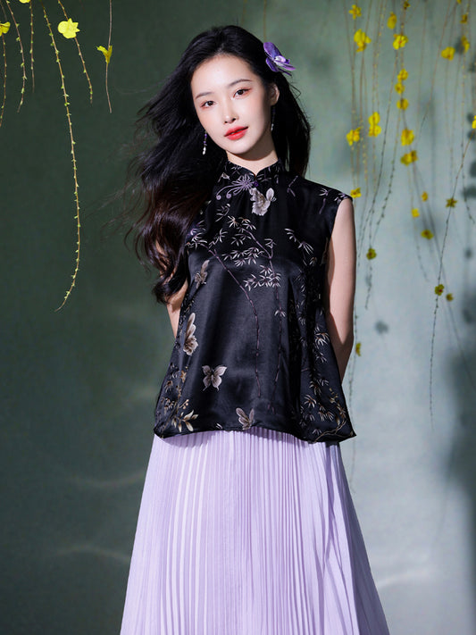 Deep purple - gray tone| Modern one-Pieces Qipao Top(阑霏)