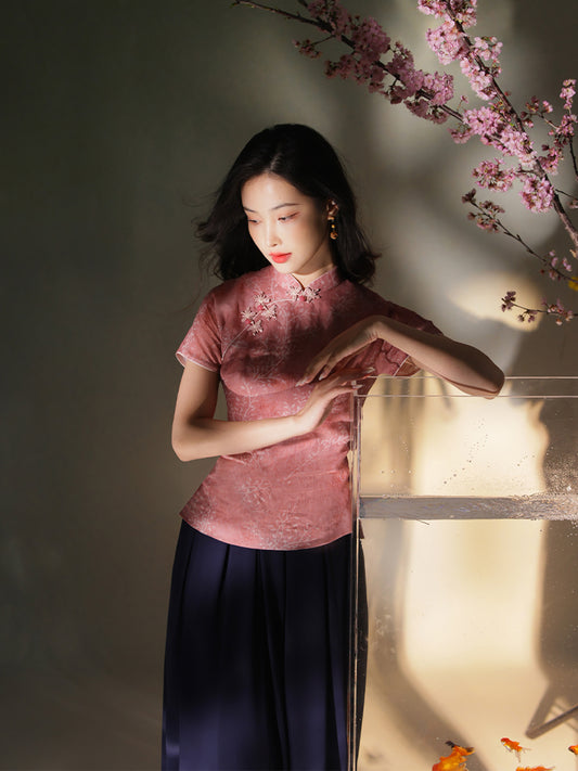 rouge color|Modern one-Pieces Qipao top(安悦)