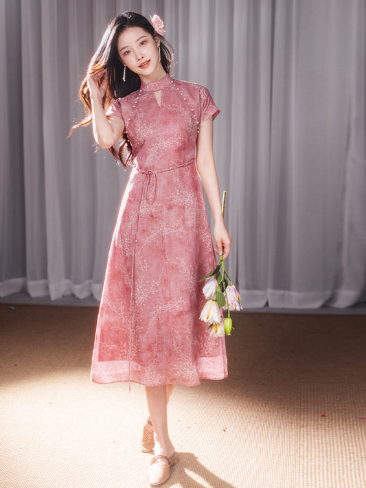 Rouge Pink | Hand-Beaded Embellishment Dress(思悦)