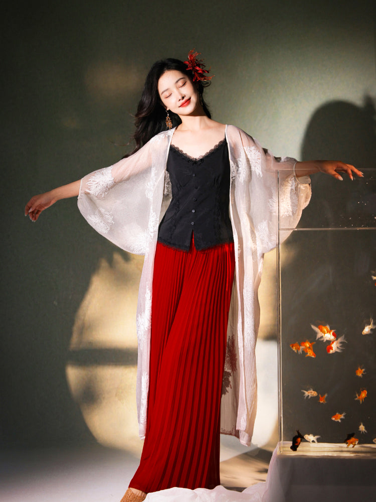 beige | Semi-Sheer Embroidered Sun Cover-Up (疏清)