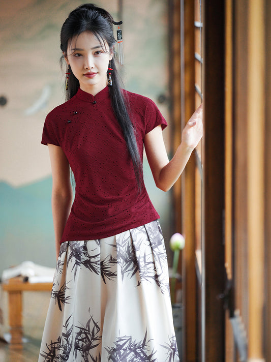 reddish color|Modern one-Pieces Qipao top(胭华)