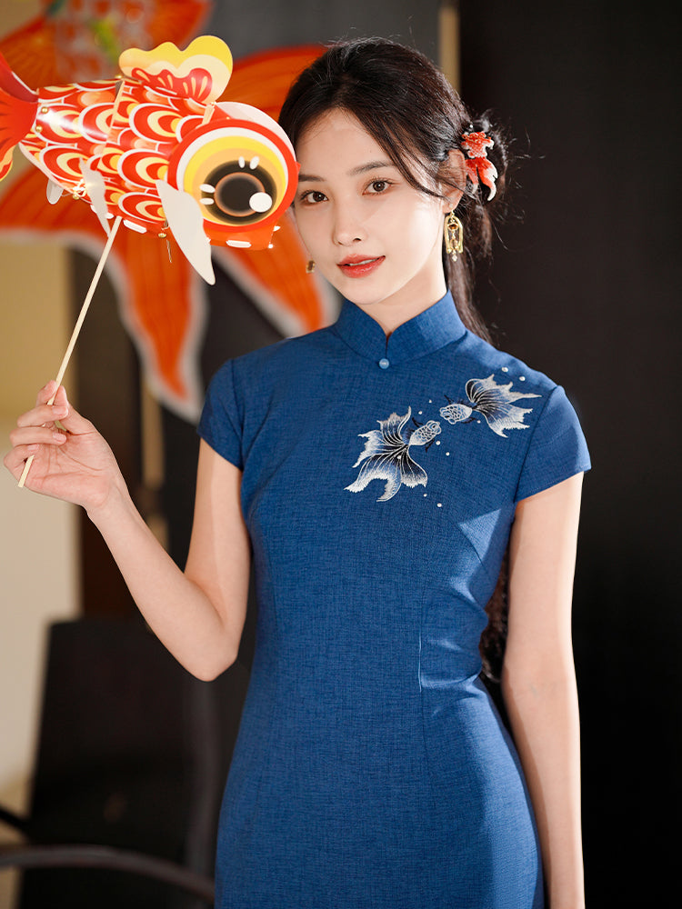 Koi Embroidery|Modern one-Pieces Qipao Dress(锦婉)
