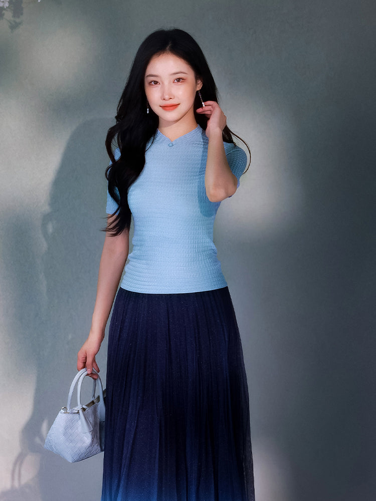violets|Short Sleeve Qipao Top(罗芙)
