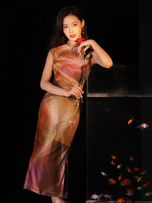 swoosh of sunset|Modern one-Pieces Qipao Dress(鎏光)