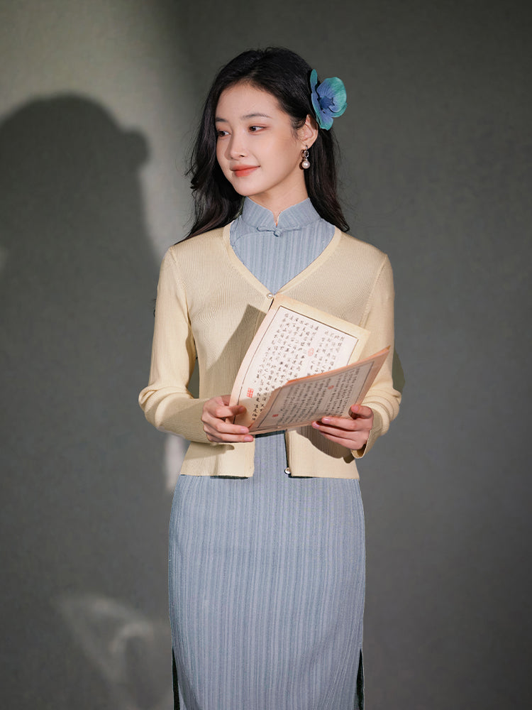 Natural Silk Acetate|long-sleeved Cardigan(镜霖)