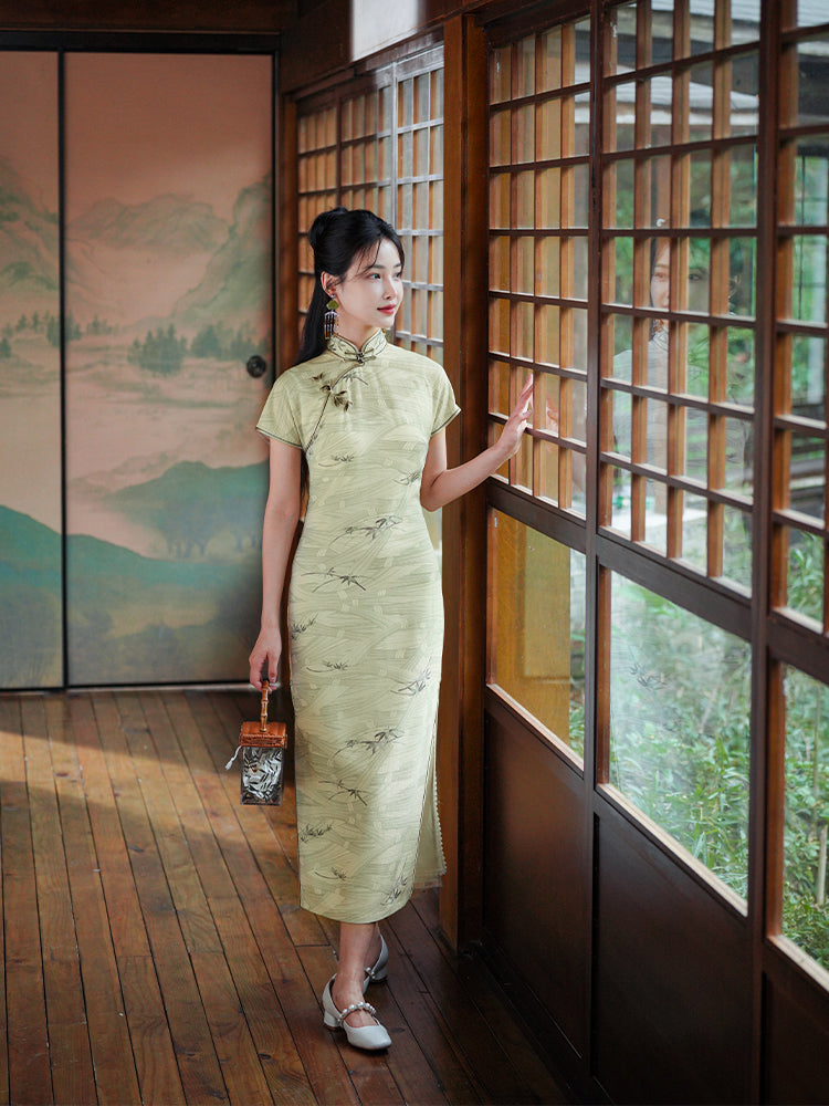 Light green color|Modern one-Pieces Qipao Dress(书瑾)