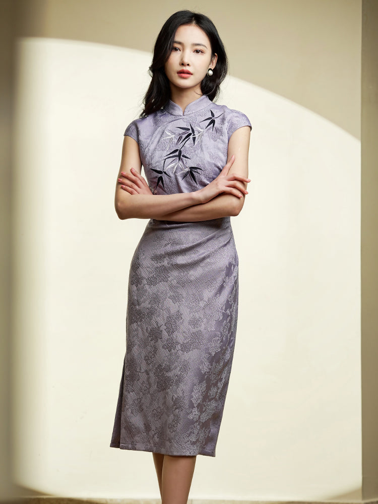 Taro Purple|Modern one-Pieces Qipao Dress(钰竹)