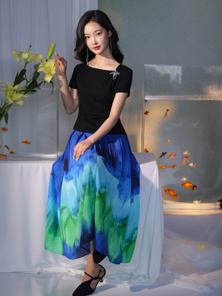 Ink and black| Modern one-Pieces Qipao blouse(昭隐)