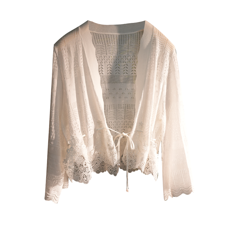 Milky White Knit Lace| Elegant Cardigan Wrap (思汀)