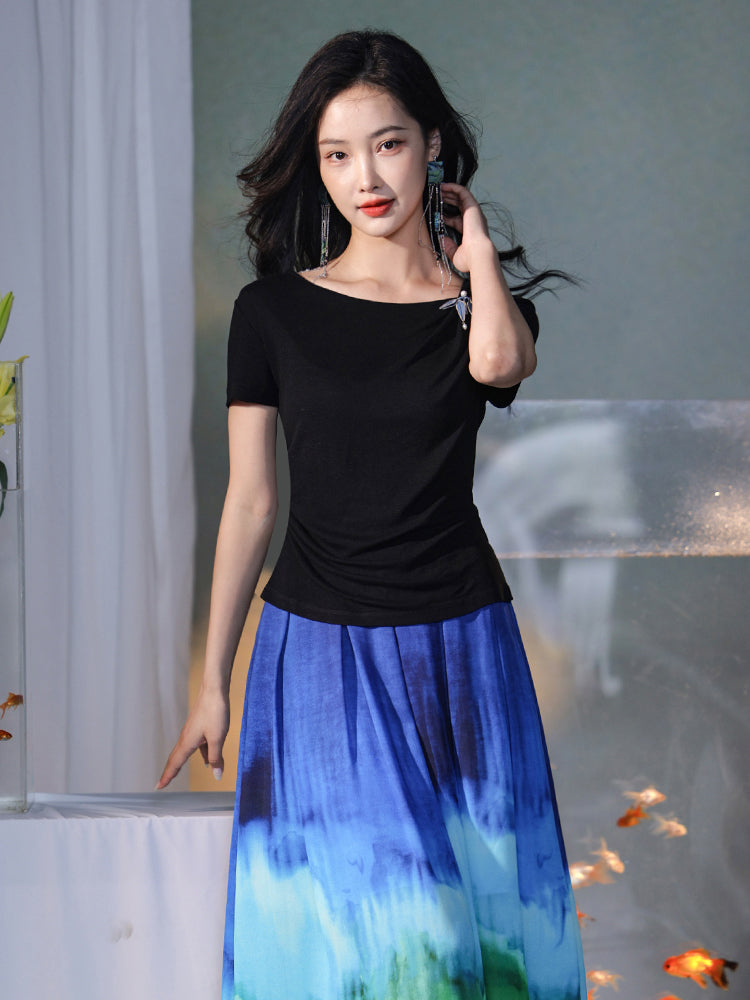 Ink and black| Modern one-Pieces Qipao blouse(昭隐)