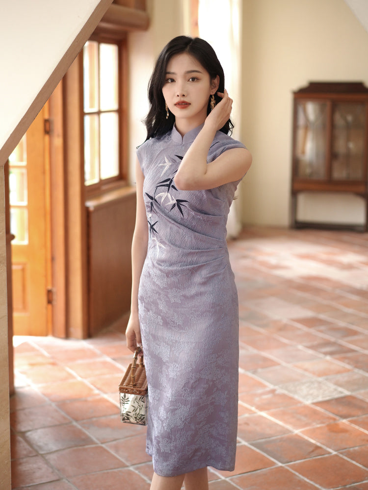 Taro Purple|Modern one-Pieces Qipao Dress(钰竹)