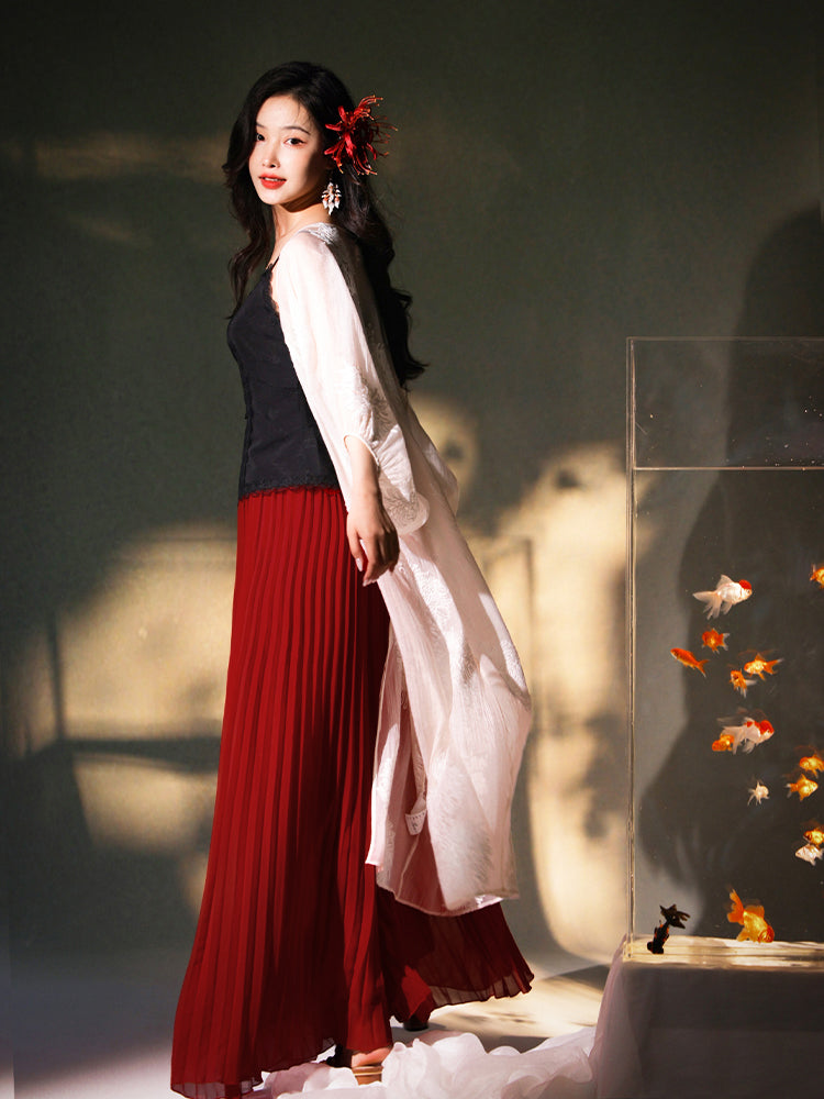 beige | Semi-Sheer Embroidered Sun Cover-Up (疏清)