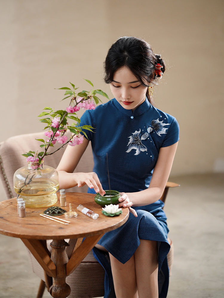 Koi Embroidery|Modern one-Pieces Qipao Dress(锦婉)