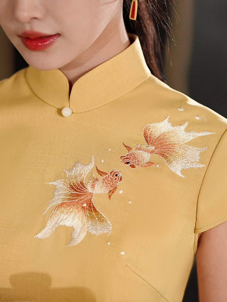 Koi Embroidery|Modern one-Pieces Qipao Dress(锦婉)