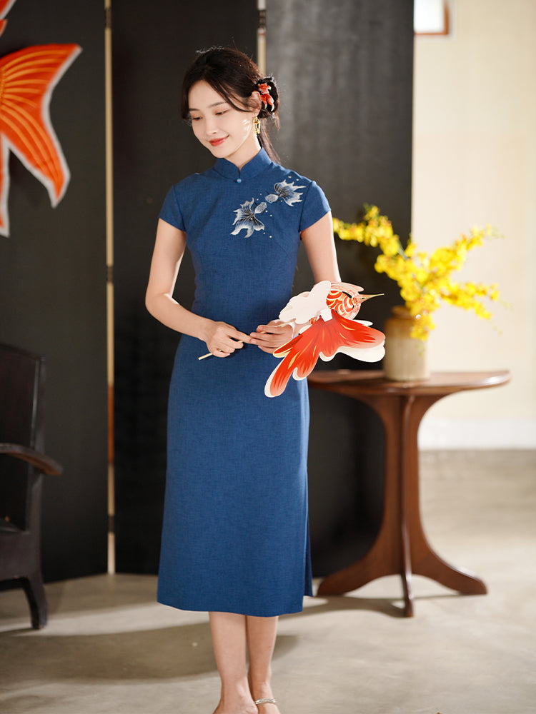 Koi Embroidery|Modern one-Pieces Qipao Dress(锦婉)