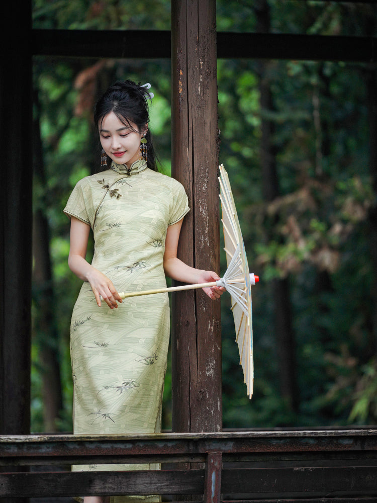 Light green color|Modern one-Pieces Qipao Dress(书瑾)