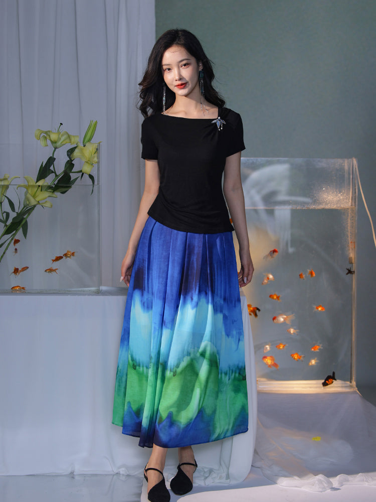 Ink and black| Modern one-Pieces Qipao blouse(昭隐)