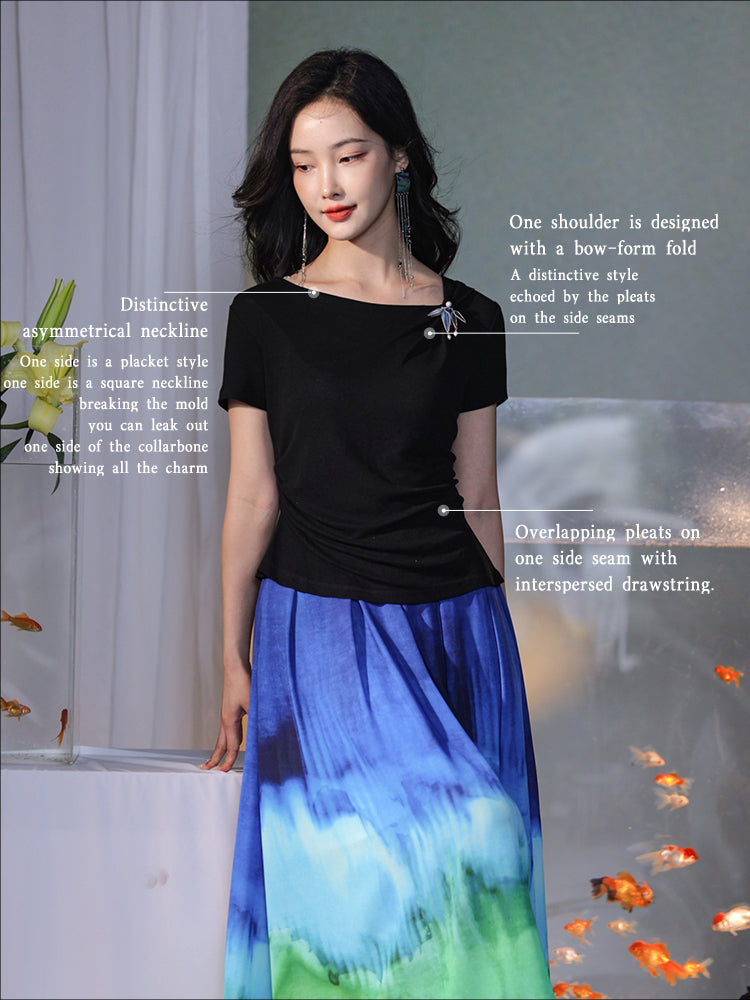 Ink and black| Modern one-Pieces Qipao blouse(昭隐)