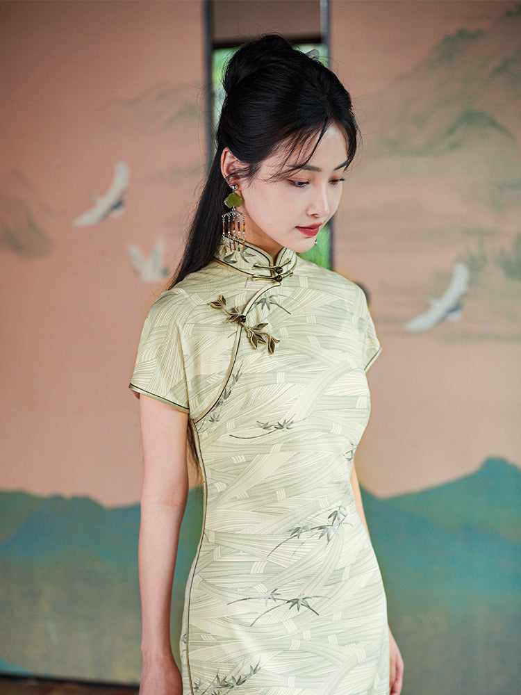 Light green color|Modern one-Pieces Qipao Dress(书瑾)