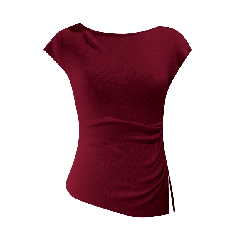 Frosted Acetate Wool Shirred Boatneck | Neo-Chinese Top(博初)