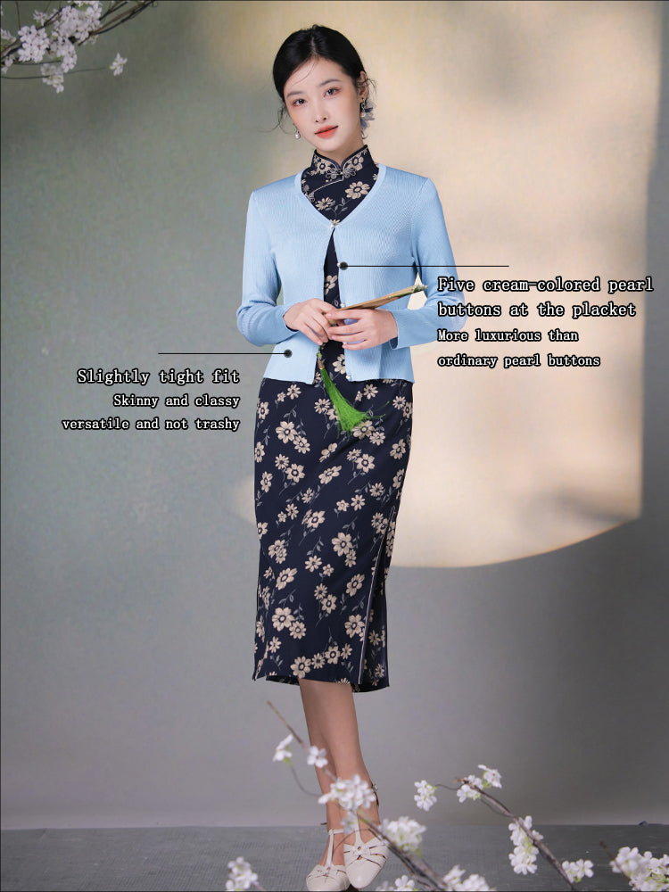 Natural Silk Acetate|long-sleeved Cardigan(镜霖)