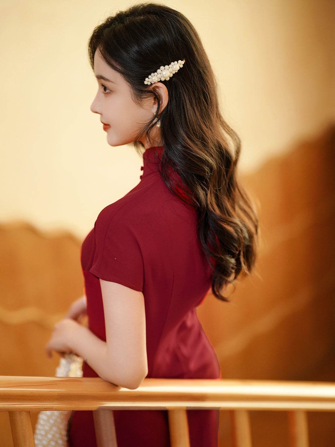 Haute Couture Red Acetate Fabric| Modern one-Pieces Qipao Dress(妗鸿) - E·Beauty