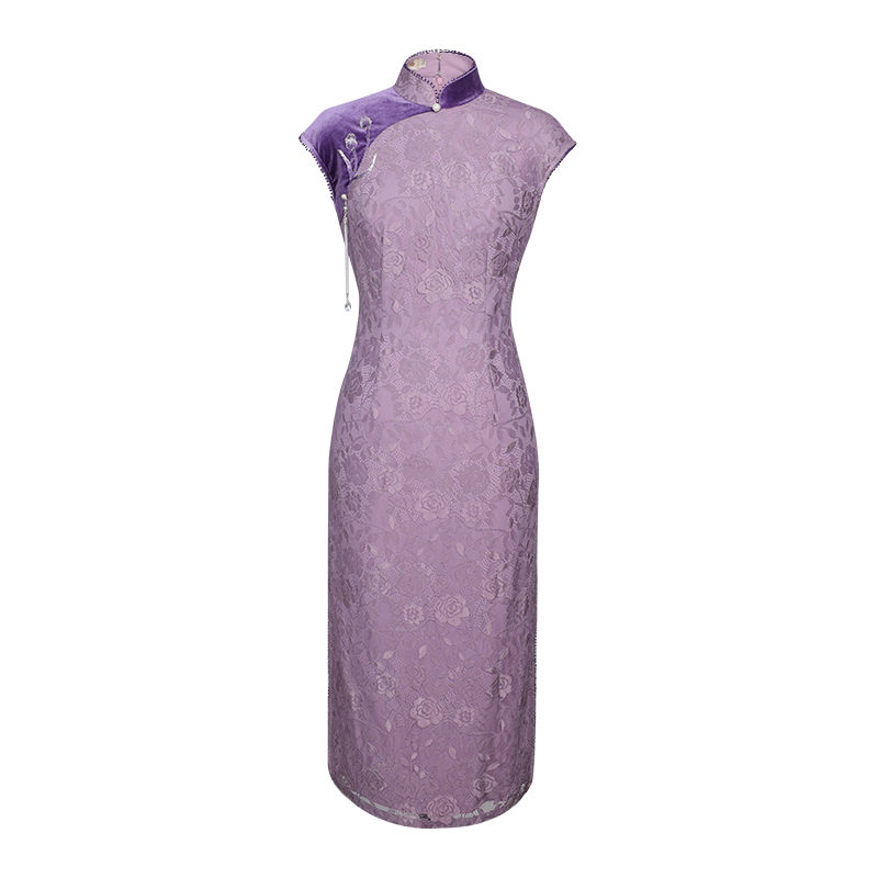 Amethyst Lace Embroidery | Modern one-Pieces Qipao Dress(玉妍)