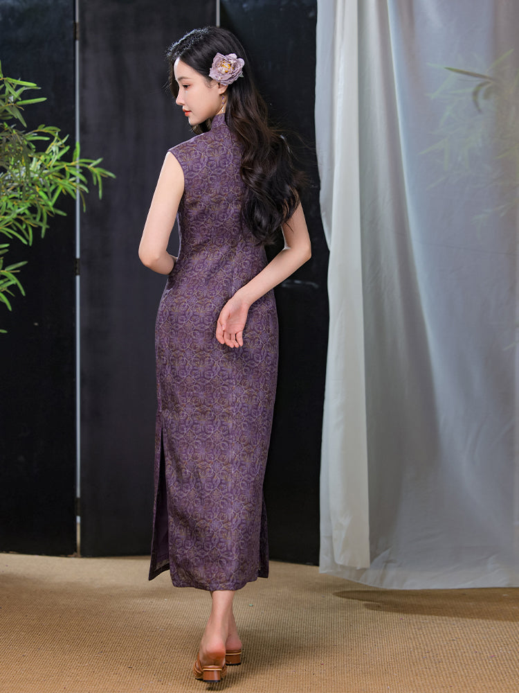 Dusk Violet Ramie | Modern One-Piece Qipao Dress (檀锦)
