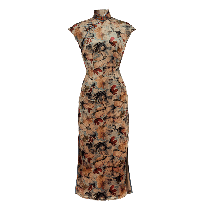 Luxury Italian milled stretch velvet| Modern one-Pieces Qipao Dress(知熹) - E·Beauty
