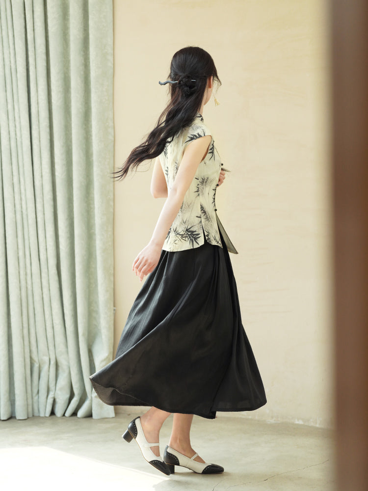 Beige Ramie Botanical Dye | Neo-Chinese Qipao Top(竹语)