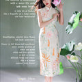 Colorful Lotus Flower Cotton and Linen Embroidery|Modern one-Pieces Qipao Dress（菡裳）