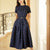 Navy Blue Intricate Jacquard | Effortless Flared Skirt (赫本)