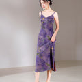 Lilac purple|Modern one-Pieces spaghetti strap dress（馨竹）