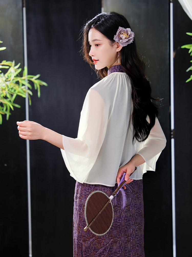 Transparent white|Butterfly Embroidery cardigan（淑蝶）