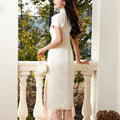 Ivory Vintage Ruyi Embroidery  | Modern one-Pieces Qipao Dress（玉茗）