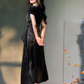 ink Black Silk Embroidered  | Sleeveless Camisole（墨莞）