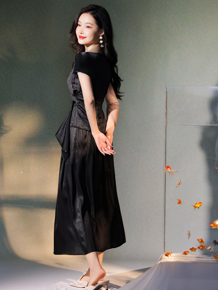 ink Black Silk Embroidered  | Sleeveless Camisole（墨莞）