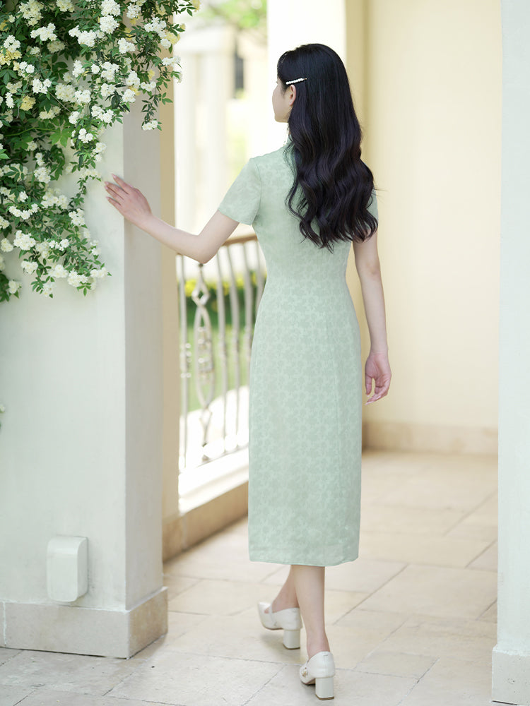 Pea - Green|Modern one-Pieces Qipao dress（陇月）