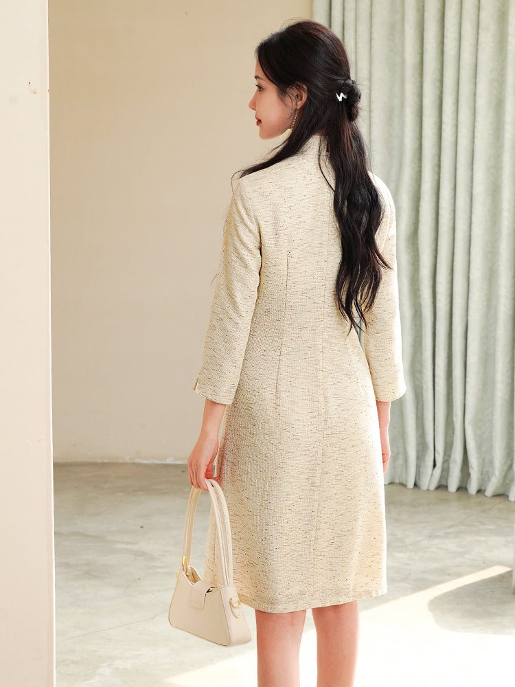 Champagne Gold Linen-Blend | A-Line Dress（南风）