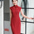 dark red polka dot|Modern one-Pieces Qipao Dress（舒萌）