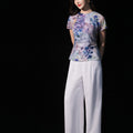 Blue, purple and orange coloring|Modern one-Pieces Qipao top（叶栀）