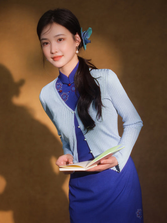 Natural Silk Acetate|flared sleeves Cardigan(俞麦)