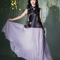 Light and airy simulated silk pleated half-skirt（翩羽）