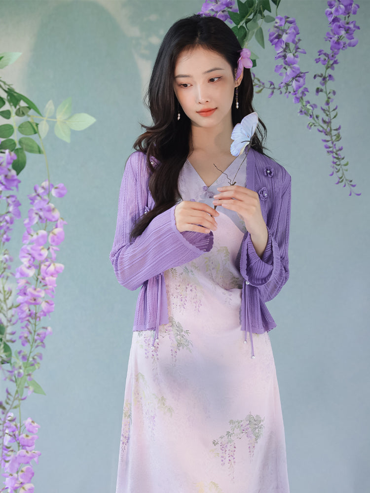 Knit Crochet|Micro Flared Sleeves Knit Cardigan(倾黎）